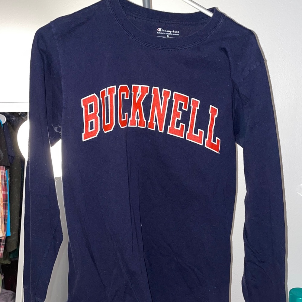 small, blue long sleeve champion